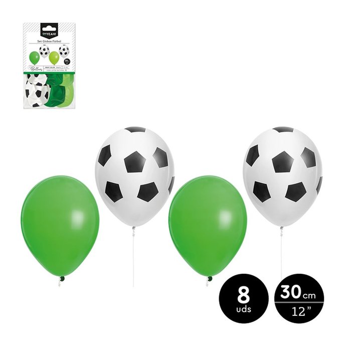 SET 8 GLOBOS LATEX DECORADO FUTBOL SURTIDOS 30 CM 12 | AMBER MOOD OH YEAH | 1 UNIDAD | 28435557708080 Imagen principal del producto