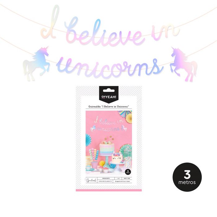 GUIRNALDA BELIEVE IN UNICORNS IRIDISCENTE 3M CARTON 1UD | AMBER MOOD OH YEAH | 1 UNIDAD | 8435557709595 Imagen principal del producto