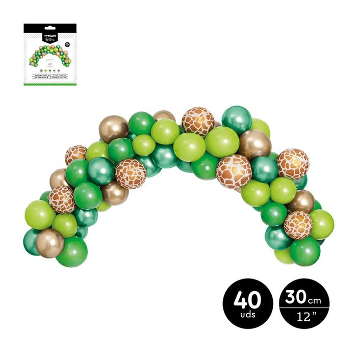 SET 40UDS ARCO DE GLOBOS VERDE-DORADO LATEX 1,5M | AMBER MOOD OH YEAH | 1 UNIDAD | 8435557711710 Imagen principal del producto