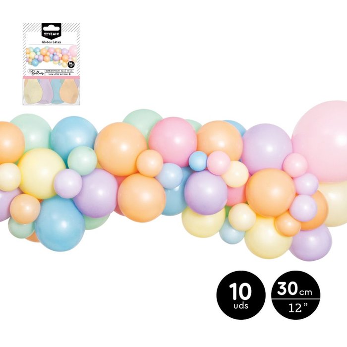 BOLSA 10 GLOBOS LATEX COLORES SURTIDOS PASTEL 30CM 12 | AMBER MOOD OH YEAH | 1 UNIDAD | 28435557713053 Imagen principal del producto