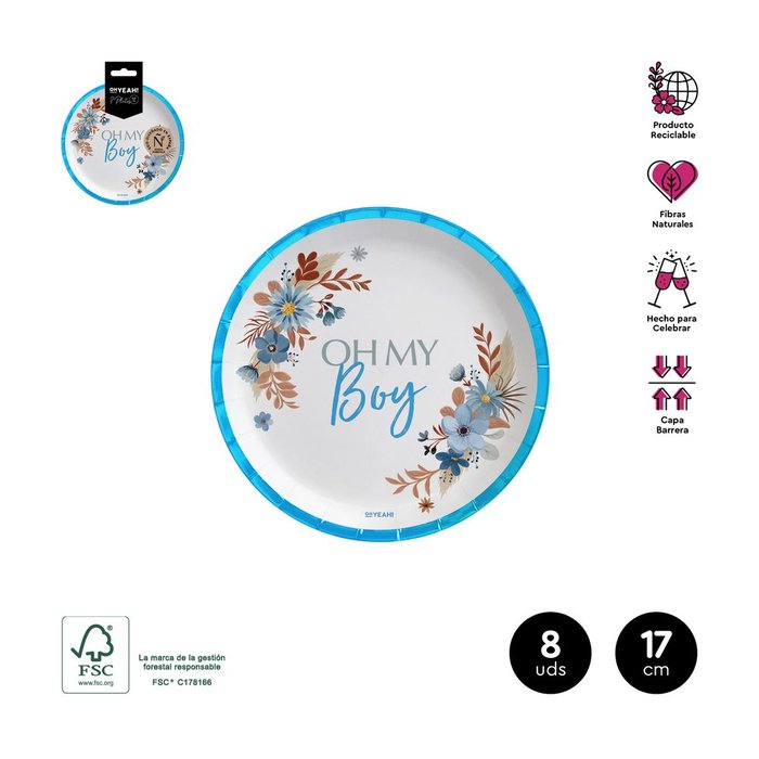 PLATOS LLANOS POSTRE BOY AZUL PASTEL Ø17CM CARTON 8 UNI, | AMBER MOOD OH YEAH | 1 UNIDAD | 8435557716951 Imagen principal del producto