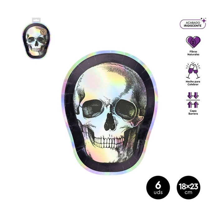 PLATO LLANO FORMA CALAVERA 18X23CM CARTON 6 UDS | AMBER MOOD OH YEAH | 1 UNIDAD | 8435557718139 Imagen principal del producto