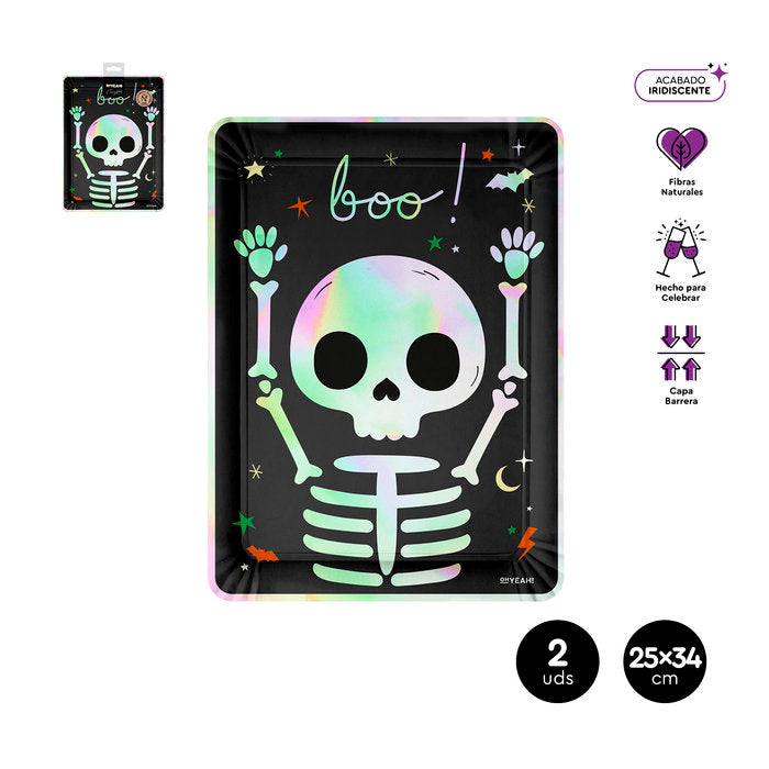 SET 2 BANDEJAS RECTANGULAR TRUCO O TRATO 25 X 34 CM CARTON | AMBER MOOD OH YEAH | 1 UNIDAD | 8435557718184