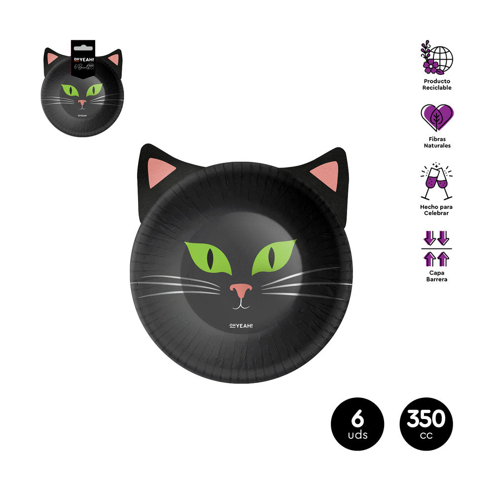 SET 6 UDS BOL REDONDO FORMA GATO NEGRO 350CC CARTON | AMBER MOOD OH YEAH | 1 UNIDAD | 8435557718207
