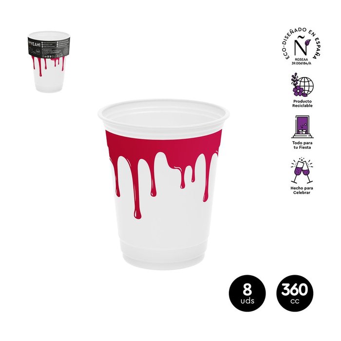 SET 8 VASO PREMIUM SANGRE 360CC PP | AMBER MOOD OH YEAH | 1 UNIDAD | 8435557718313 Imagen principal del producto