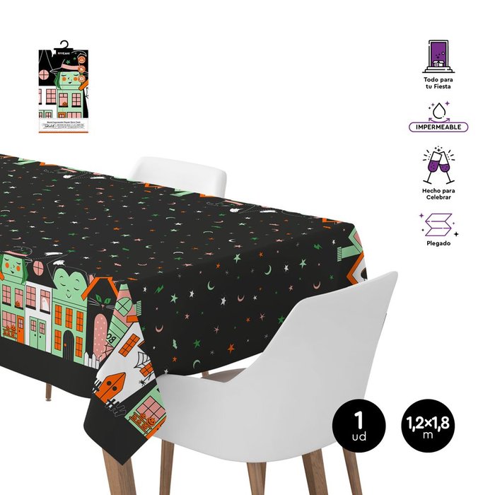 MANTEL PLEGADO IMPERMEABLE TRUCO O TRATO 1,2X1,8M 1UD | AMBER MOOD OH YEAH | 1 UNIDAD | 8435557718443