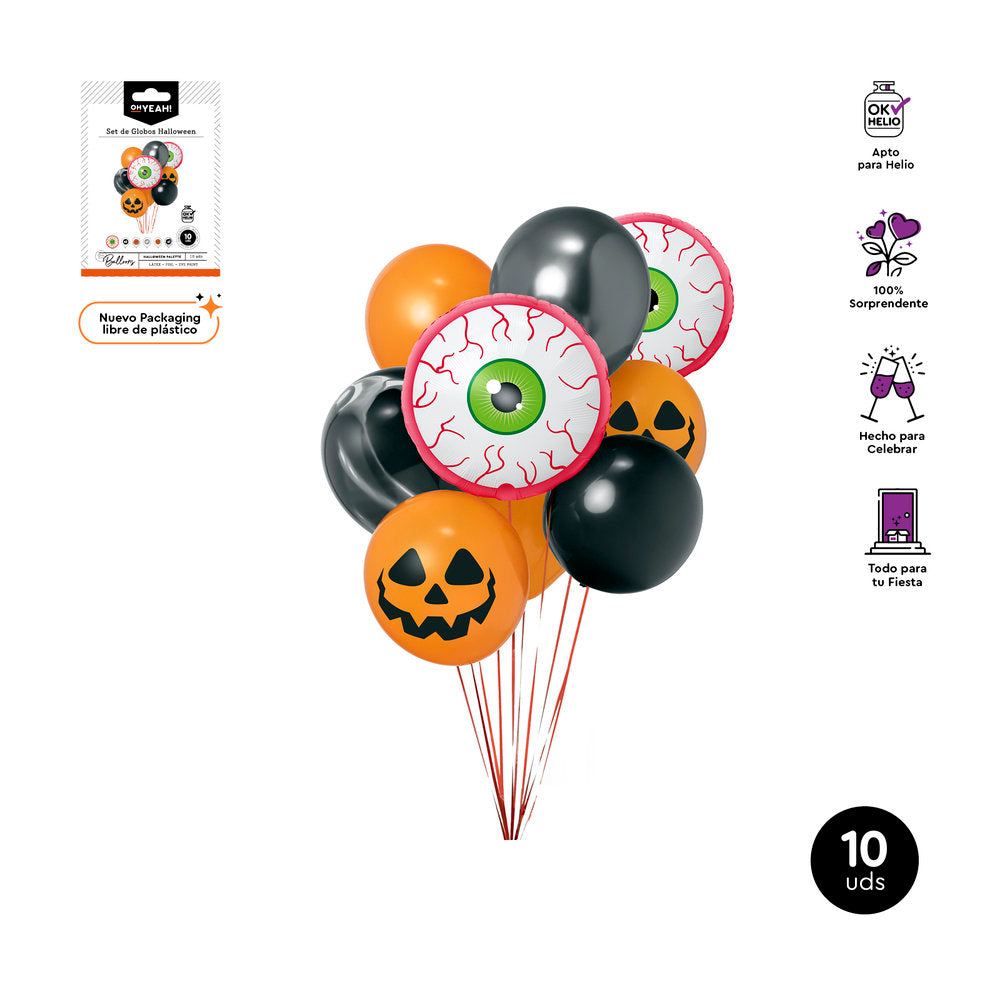 SET 10UDS GLOBOS HALLOWEEN FOIL+LATEX | AMBER MOOD OH YEAH | 1 UNIDAD | 8435557718498 Imagen principal del producto