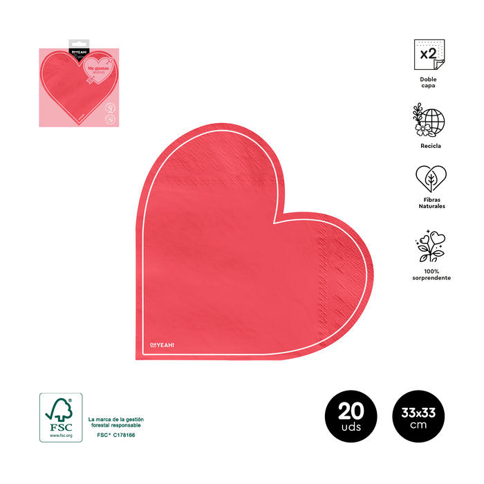 PAQUETE 20 SERVILLETAS 2 CAPA CORAZON 33X33CM FSC MIX70% | AMBER MOOD OH YEAH | 1 UNIDAD | 8435557723577 Imagen principal del producto