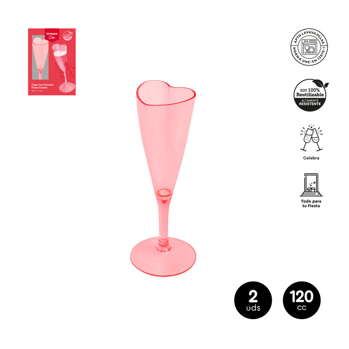 SET 2 COPAS CAVA CORAZON REUTILIZABLE ROSA 120CC (4OZ) PS | AMBER MOOD OH YEAH | 1 UNIDAD | 8435557723584