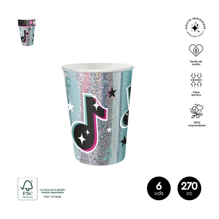 SET 6UDS VASO CARTON PARTY MUSIC IRIDISCENTE 270CC | AMBER MOOD OH YEAH | 1 UNIDAD | 8435557723867