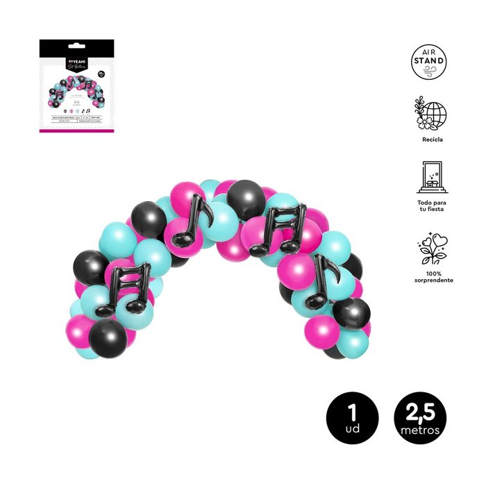 SET 44UDS ARCO GLOBOS LATEX PARTY MUSIC | AMBER MOOD OH YEAH | 1 UNIDAD | 8435557724192