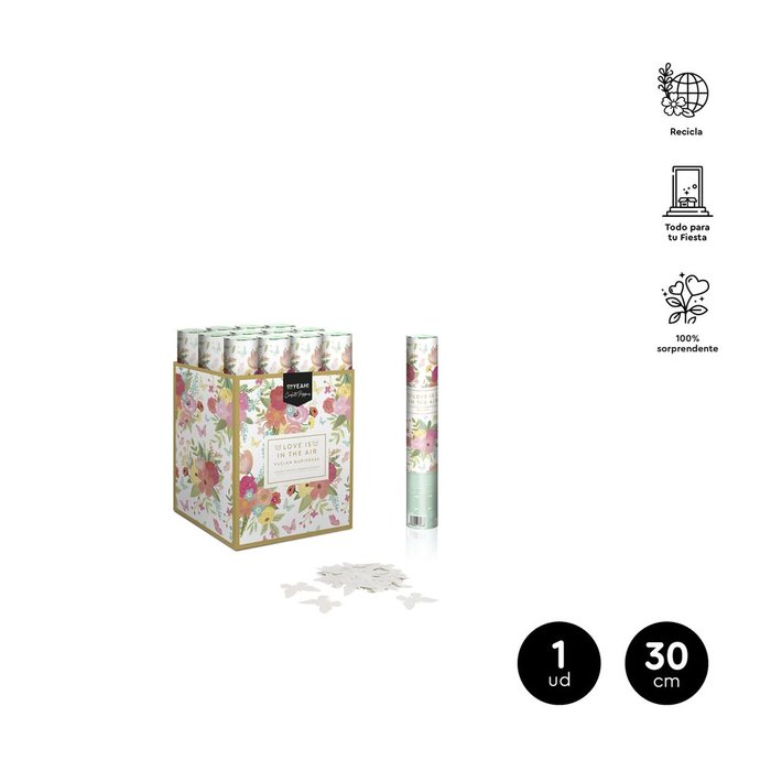 CAÑON CONFETI MARIPOSAS BLANCO 30CM | AMBER MOOD OH YEAH | 1 UNIDAD | 18435557724663 Imagen principal del producto