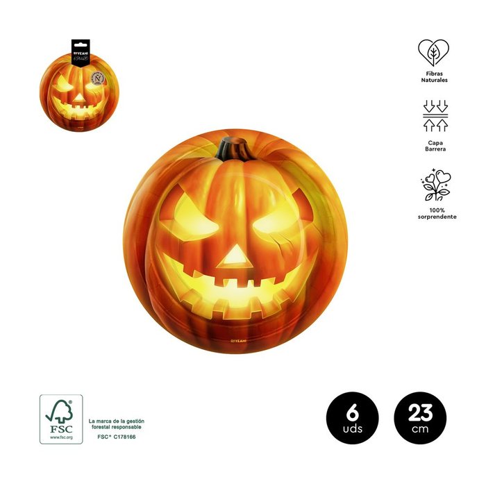 BLISTER 6UD PLATO LLANO CALABAZA RETROILUMINADO 23CM CARTON | AMBER MOOD OH YEAH | 1 UNIDAD | 8435557727292 Imagen principal del producto