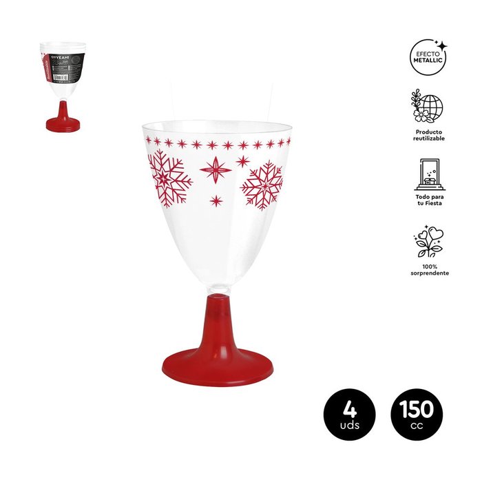 SET 3UDS COPA AGUA/VINO NAVIDAD PIE ROJO 220CC PS | AMBER MOOD OH YEAH | ENVASE 6 UDS. UNIDAD | 8435557728510 Imagen principal del producto