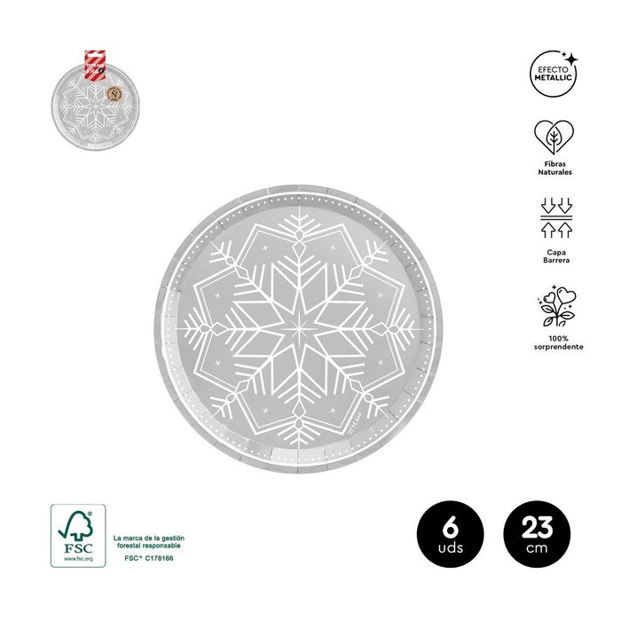 BLISTER 6UDS PLATO NAVIDAD PLATA 23CM CARTON | AMBER MOOD OH YEAH | 1 UNIDAD | 8435557728541 Imagen principal del producto