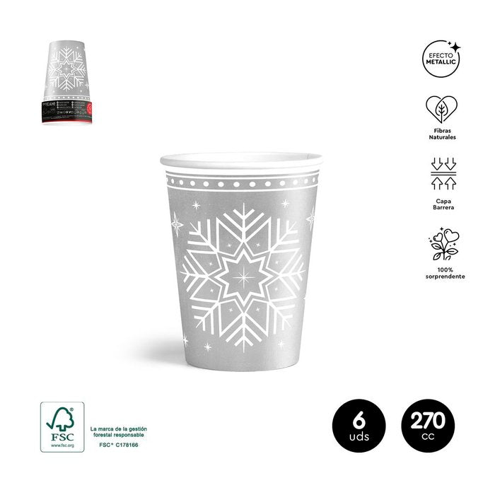 SET 6UDS VASO CARTON NAVIDAD PLATA 270CC | AMBER MOOD OH YEAH | 1 UNIDAD | 8435557728916 Imagen principal del producto