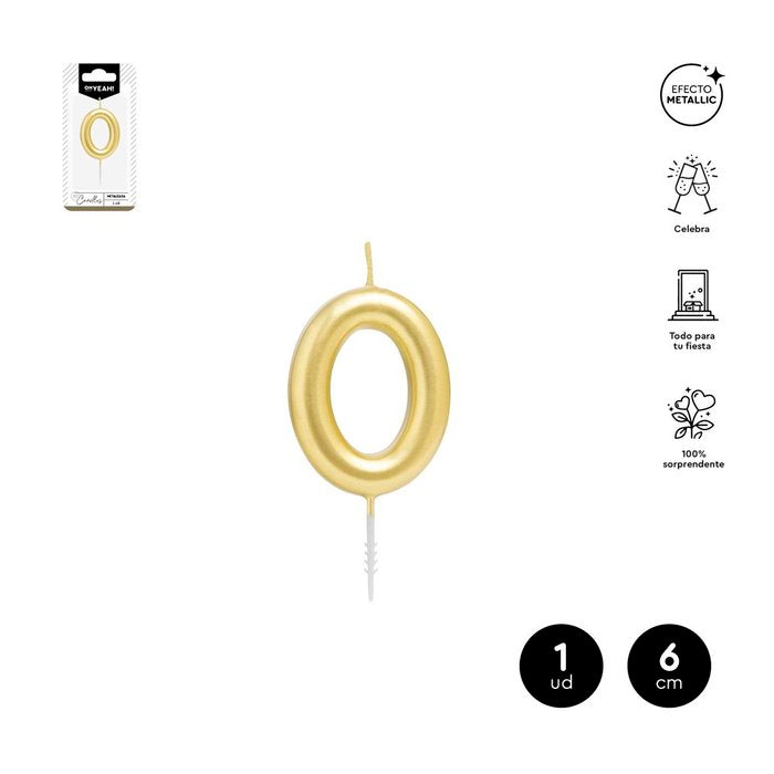 VELA CERA NUMERO 0 ORO 6 CM | AMBER MOOD OH YEAH | 1 UNIDAD | 28435557729658 Imagen principal del producto