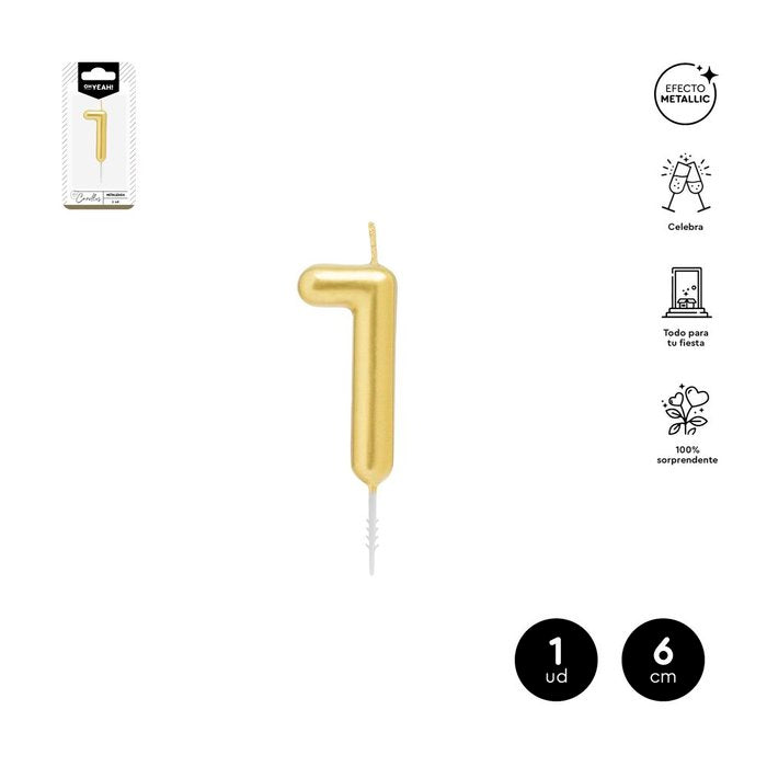 VELA CERA NUMERO 1 ORO 6 CM | AMBER MOOD OH YEAH | 1 UNIDAD | 28435557729665 Imagen principal del producto