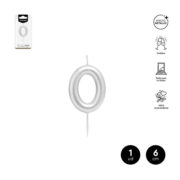 VELA CERA NUMERO 0 PLATA 6 CM | AMBER MOOD OH YEAH | 1 UNIDAD | 28435557729757 Imagen principal del producto