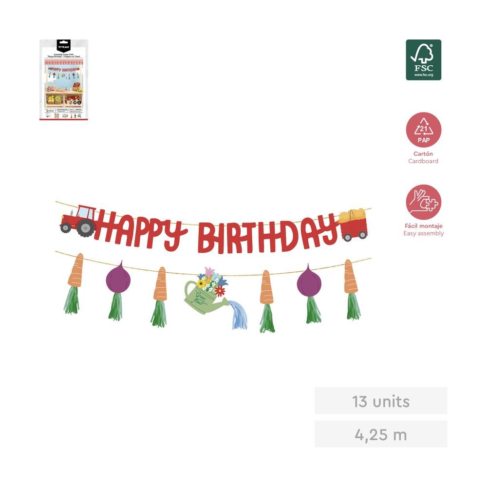 GUIRNALDA HAPPY BIRTHDAY GRANJA 4,25M CARTON 13 PIEZAS | AMBER MOOD OH YEAH | 1 UNIDAD | 28435557730722