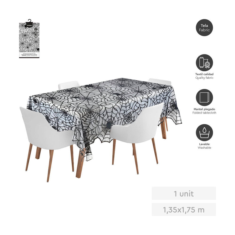 MANTEL TEXTIL NEGRO TELARAÑAS 1,37X1,83 M | AMBER MOOD OH YEAH | 1 UNIDAD | 8435557733651 Imagen principal del producto