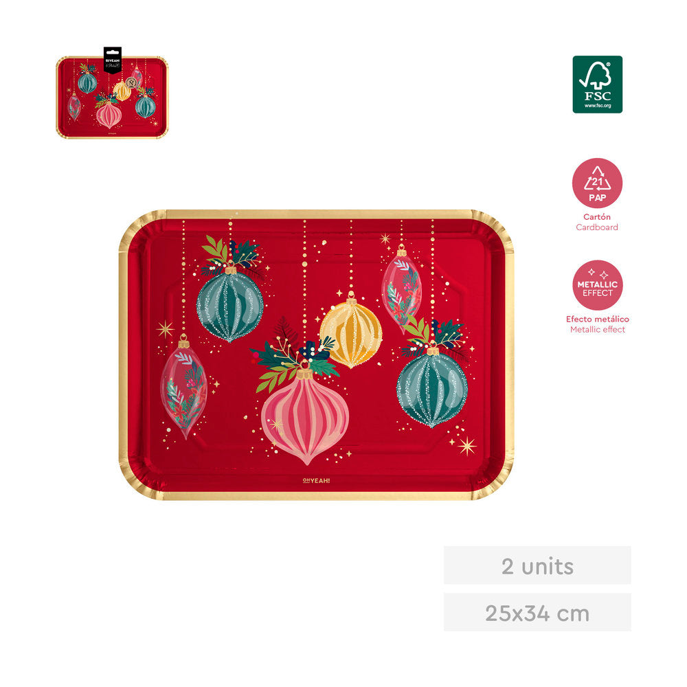 Set 2 Uds Bandeja Cartón Roja Adornos 25x34 cm AMBER MOOD OH YEAH Imagen principal del producto