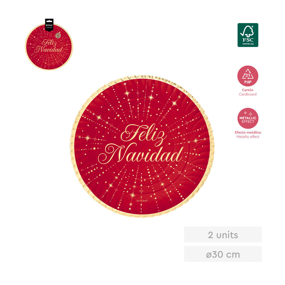 BANDEJA ROJA FELIZ NAVIDAD Ø30CM 2UDS | AMBER MOOD OH YEAH | ENVASE 12 UDS. UNIDAD | 18435557734617 Imagen principal del producto