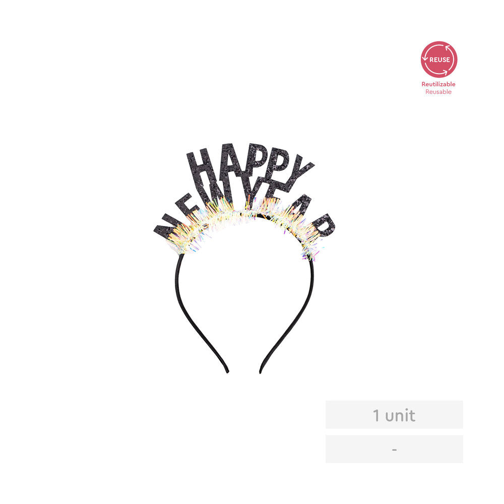 DIADEMA HAPPY NEW YEAR NEGRA ESPUMILLON 1UD | AMBER MOOD OH YEAH | ENVASE 12 UDS. UNIDAD | 28435557735734 Imagen principal del producto