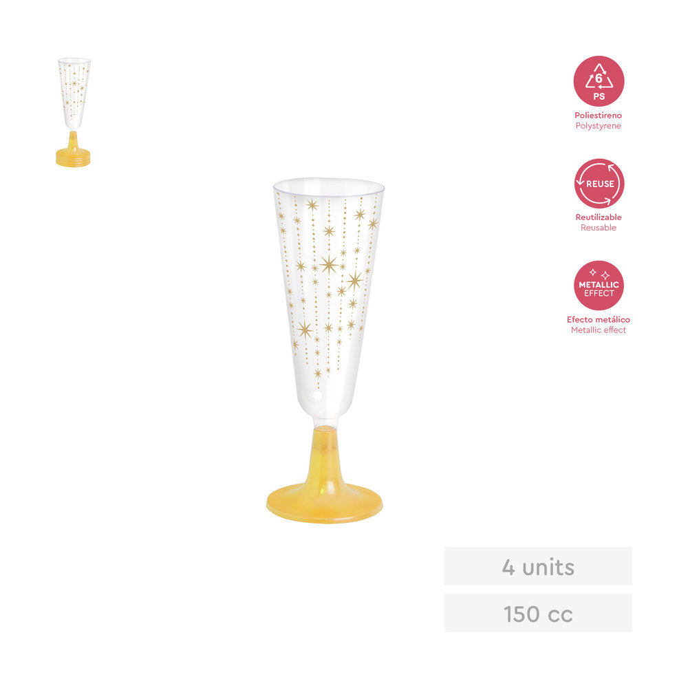 Copa Cava Estrellas Pie Oro 150cc Amber Mood Oh Yeah Pack 4 uds Imagen principal del producto