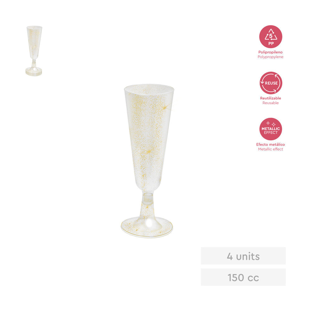 Copa Cava Reut Glitter Oro 150 cc Amber Mood Oh Yeah Pack 4 unidades Imagen principal del producto