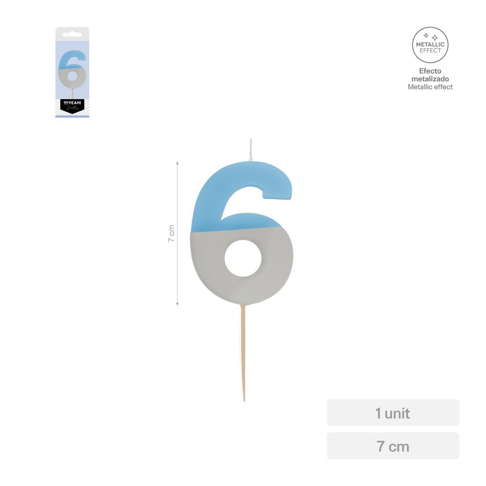 Vela Nº6 Bicolor Azul Plata 7 cm Amber Mood Oh Yeah Imagen principal del producto