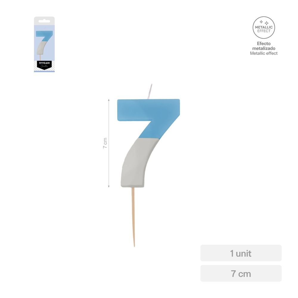 Vela Nº7 Bicolor Azul Plata 7 cm AMBER MOOD OH YEAH Imagen principal del producto