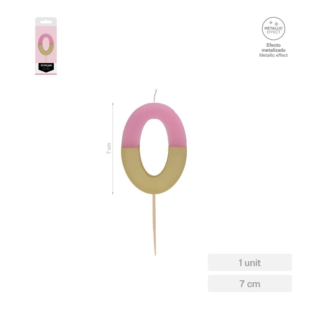Vela Nº0 Bicolor Rosa Oro 7 cm AMBER Mood Oh Yeah Imagen principal del producto