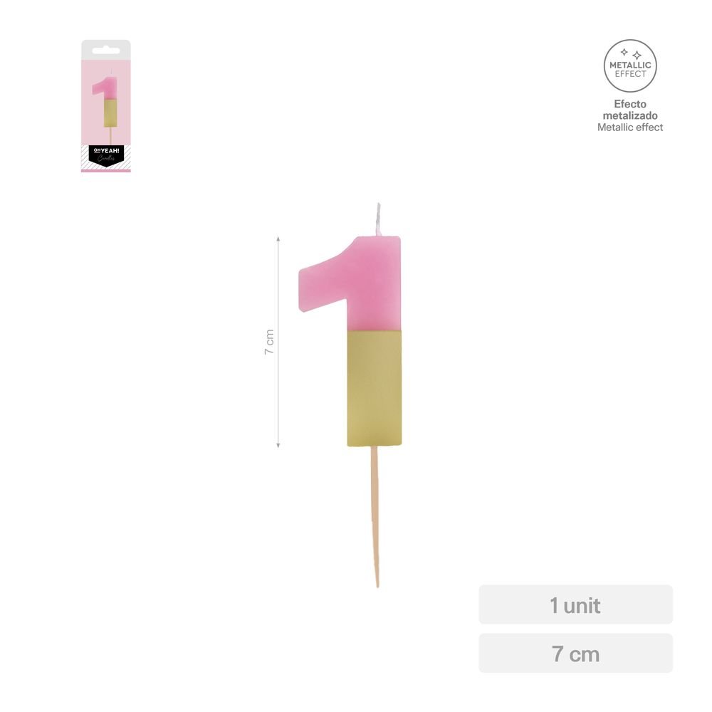 Vela Nº1 Bicolor Rosa Oro 7 cm AMBER MOOD OH YEAH Imagen principal del producto