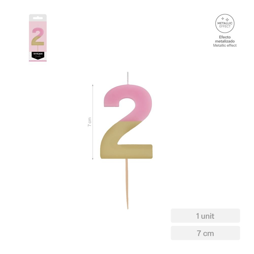 Vela Nº2 Bicolor Rosa Oro 7 cm AMBER Mood Oh Yeah Imagen principal del producto