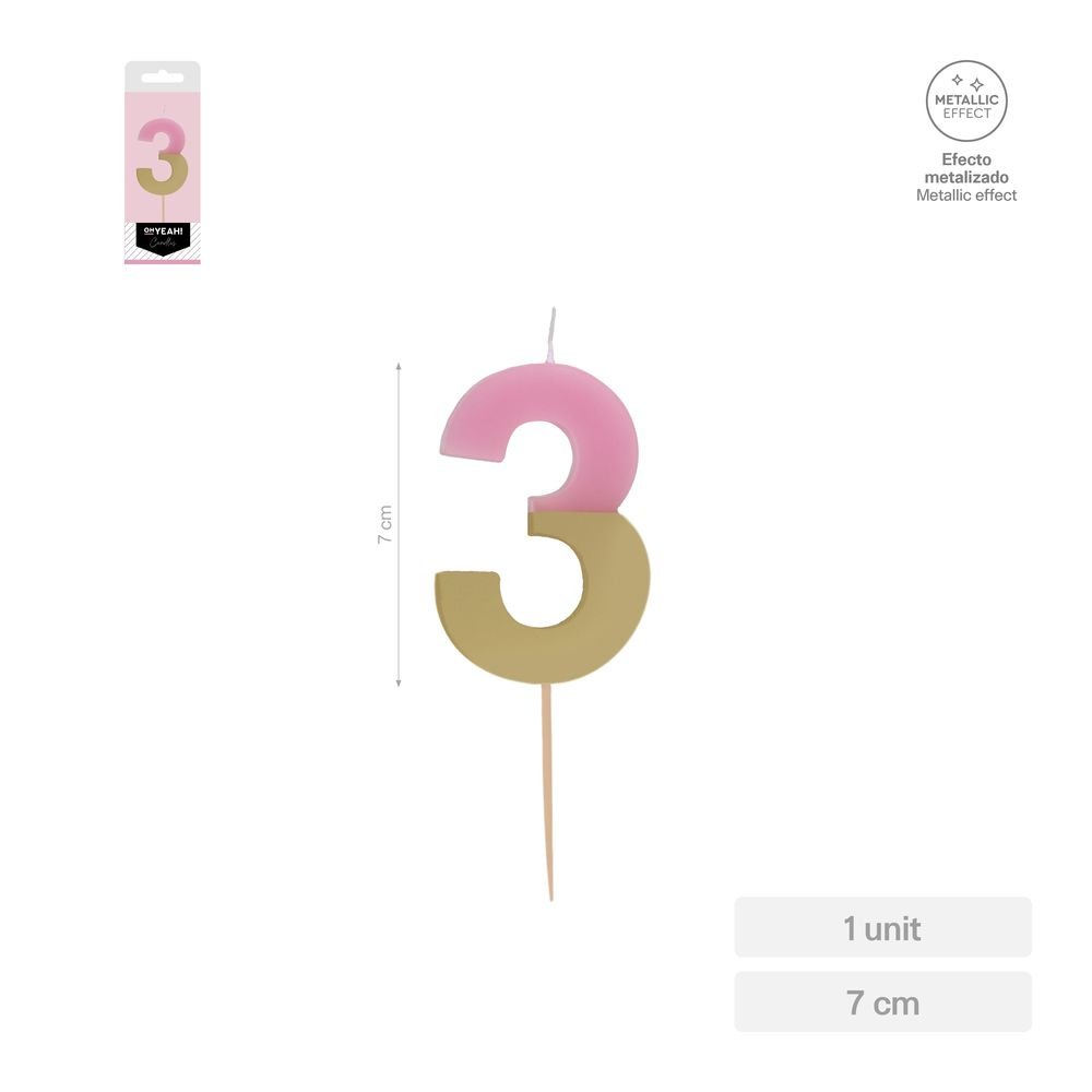 Vela Nº3 Bicolor Rosa Oro 7 cm Amber Mood Oh Yeah Imagen principal del producto