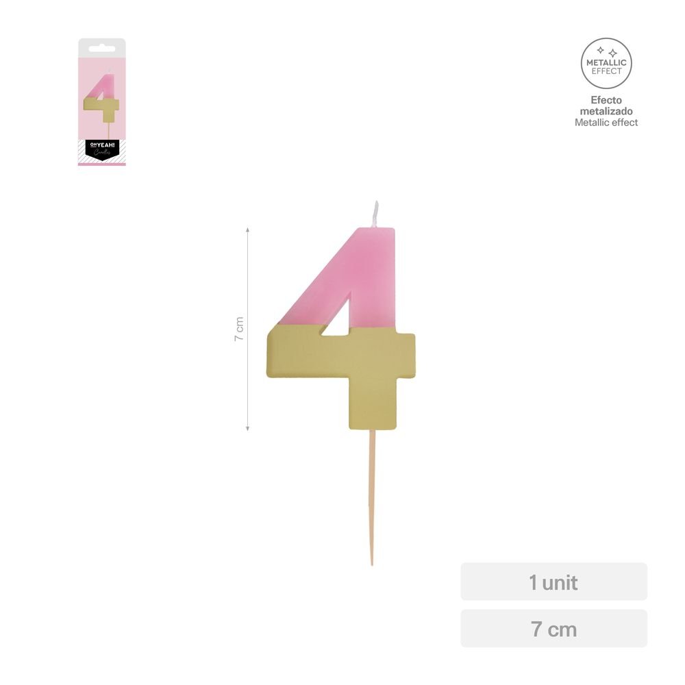 Vela Nº4 Bicolor Rosa Oro 7 cm Amber Mood Oh Yeah Imagen principal del producto
