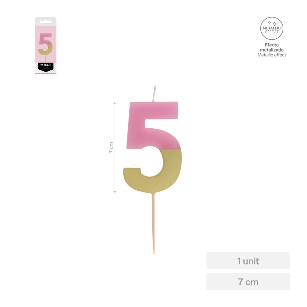 Vela Nº5 Bicolor Rosa Oro Amber Mood Oh Yeah 7 cm Imagen principal del producto