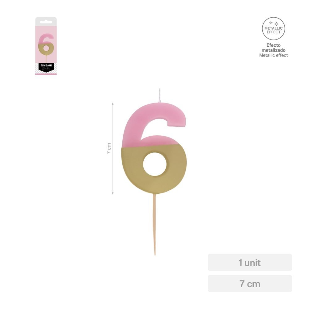 Vela Nº6 Bicolor Rosa Oro 7 cm Amber Mood Oh Yeah Imagen principal del producto