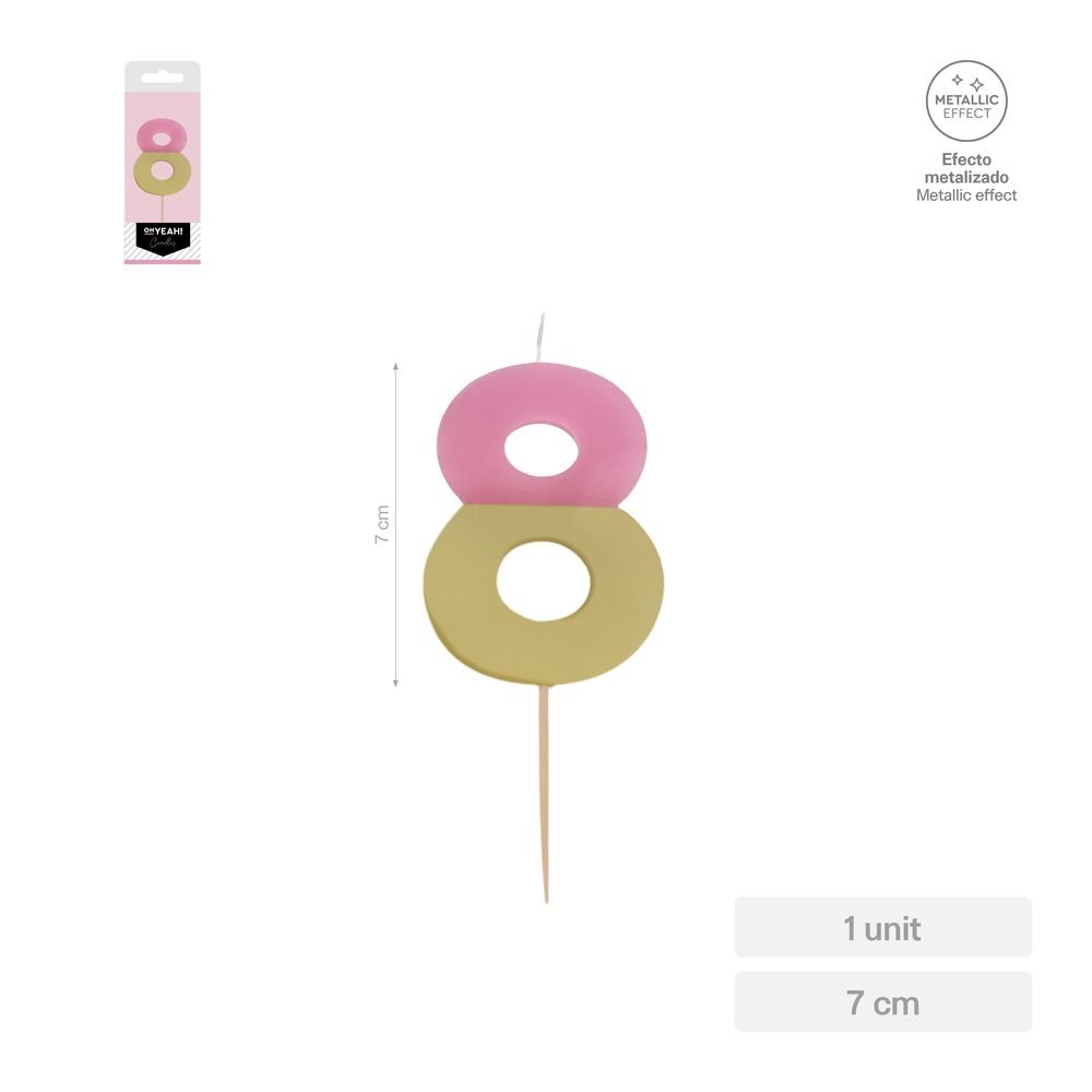 Vela Nº8 Bicolor Rosa Oro AMBER MOOD OH YEAH 7 cm Imagen principal del producto