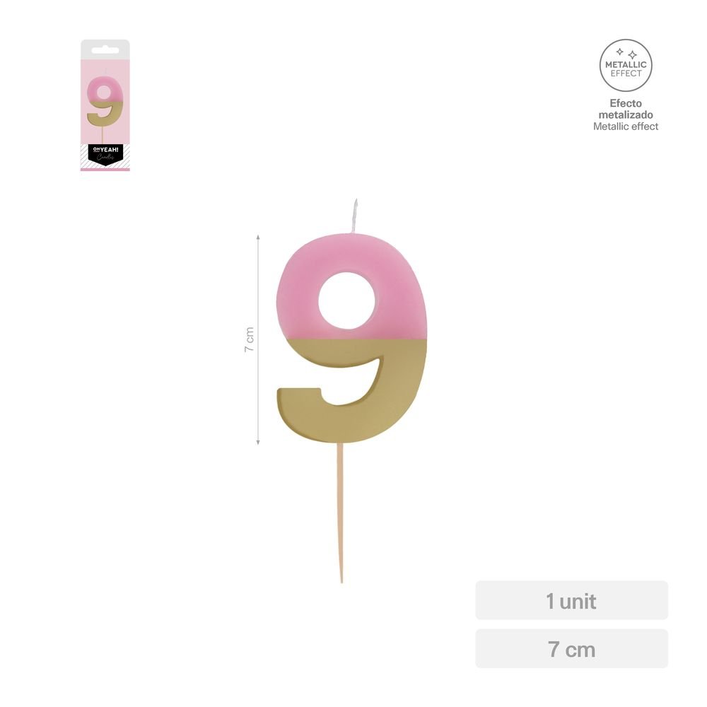 Vela Nº9 Bicolor Rosa Oro 7 cm AMBER Mood Oh Yeah Imagen principal del producto