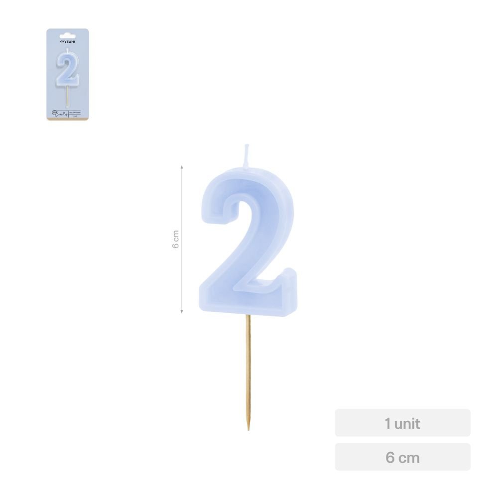Vela Nº2 Borde Relieve Azul 6 cm Amber Mood Oh Yeah Imagen principal del producto