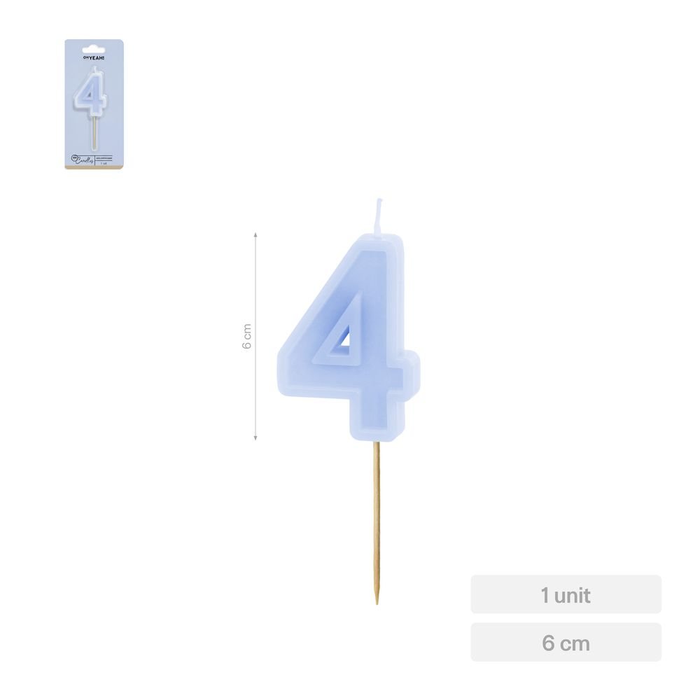 Vela Nº4 Borde Relieve Azul 6 cm Amber Mood Oh Yeah Imagen principal del producto