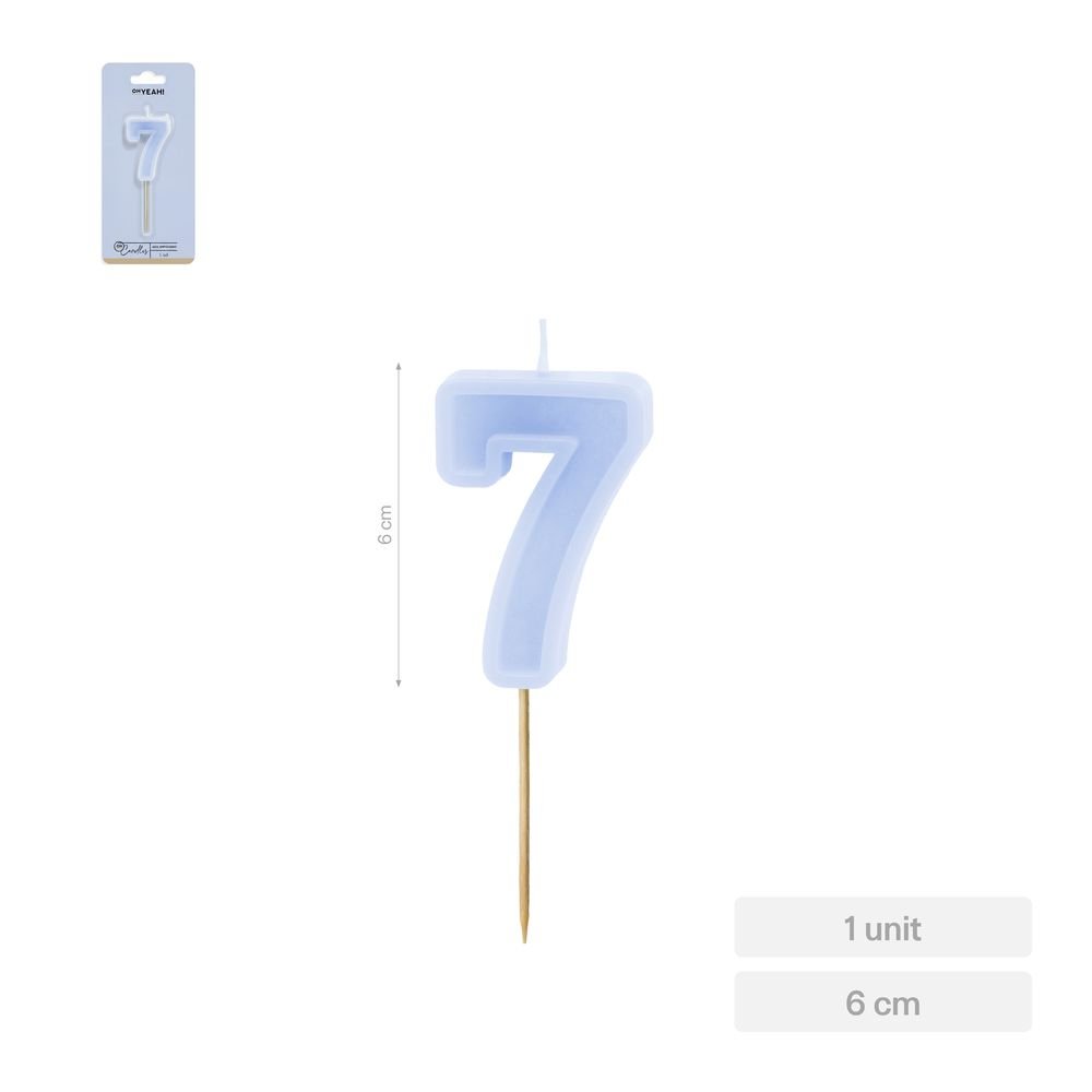 Vela Nº7 Borde Relieve Azul 6 cm AMBER Mood Oh Yeah Imagen principal del producto