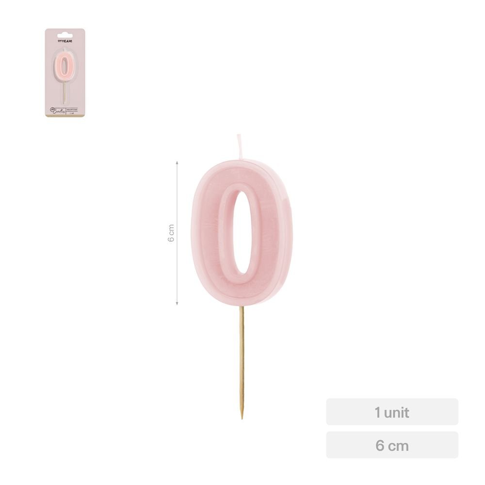 Vela Nº0 Borde Relieve Rosa 6 cm Amber Mood Oh Yeah Imagen principal del producto