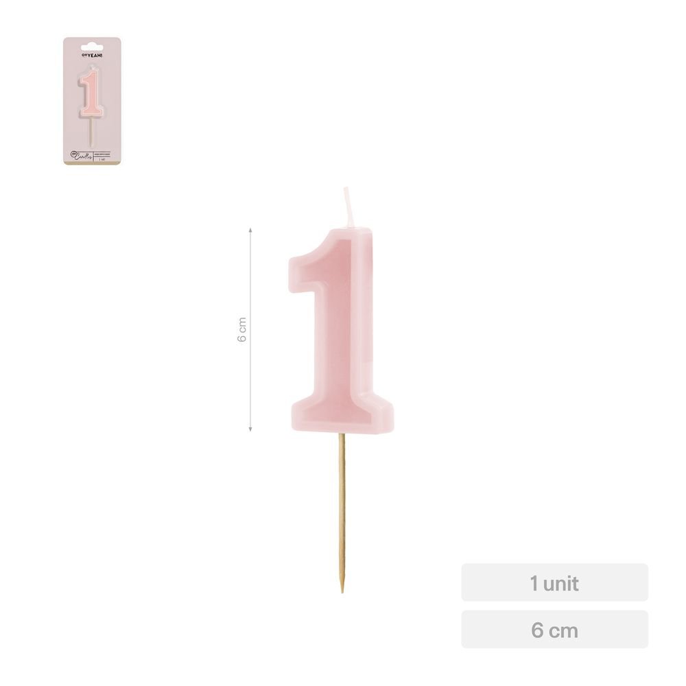 Vela Nº1 Borde Relieve Rosa 6 cm AMBER Mood Imagen principal del producto
