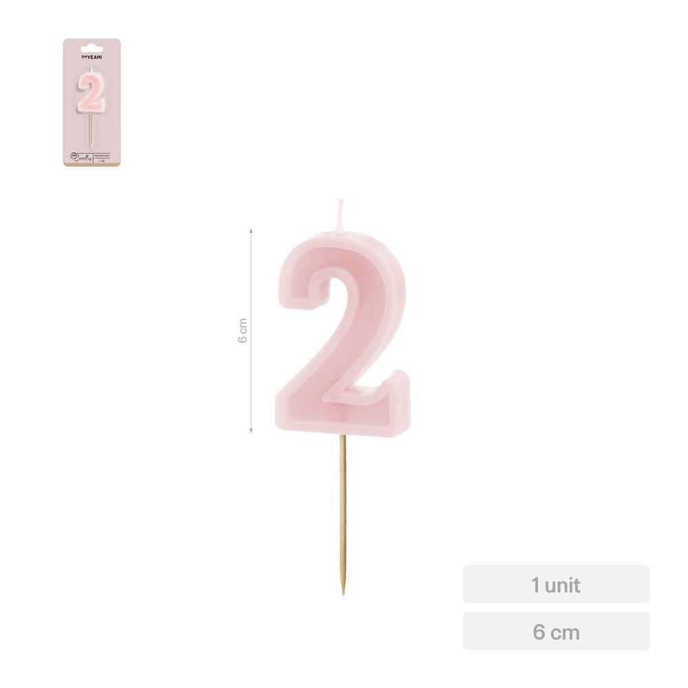 Vela Nº2 Borde Relieve Rosa 6 cm Amber Mood Oh Yeah Imagen principal del producto