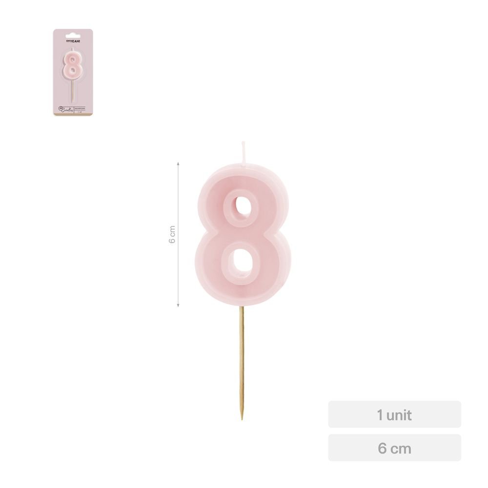 Vela Nº8 Borde Relieve Rosa AMBER MOOD OH YEAH Imagen principal del producto