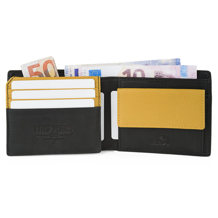 Cartera Kingston Lois Piel Negro-Amarillo | ARSAMAR