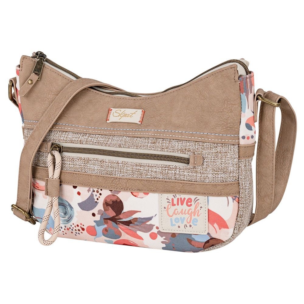 Bolso bandolera Medialuna Rafia-Polipiel Leyre Taupe ARSAMAR ENTERPRISE